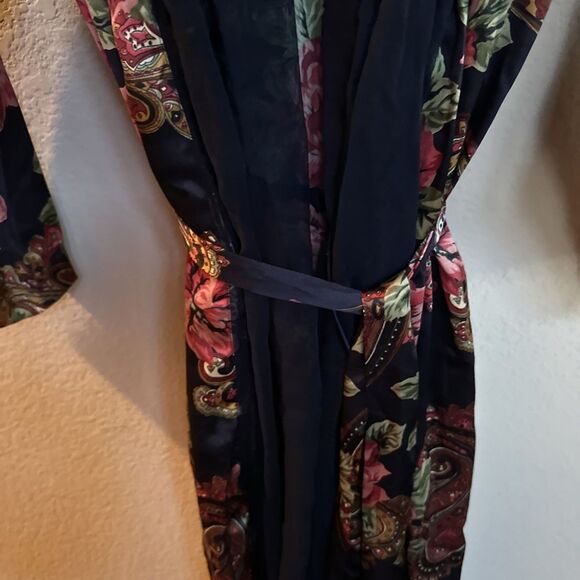 Victoria Secret Gold Label Vintage 80s 90s Luxury Medium Floral Robe Beautiful - Picture 8 of 8